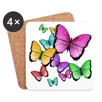 papillons de couleur sauvage - Dessous de verre (lot de 4) - blanc - Devant