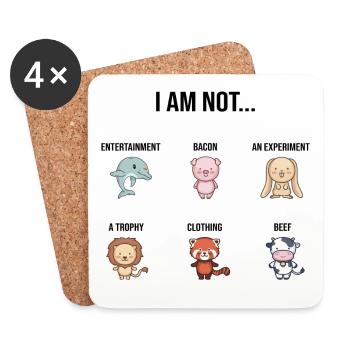 Vegan Vegan Vegan Animal Welfare Bien-être animal - Dessous de verre (lot de 4) - blanc - Devant