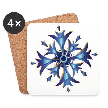 stilisiertes Kornblumen Amulett in Blau und Gold - Untersetzer (4er-Set) - Weiß - Vorne