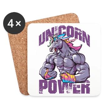 Einhorn Power Fitness - Untersetzer (4er-Set) - Weiß - Vorne
