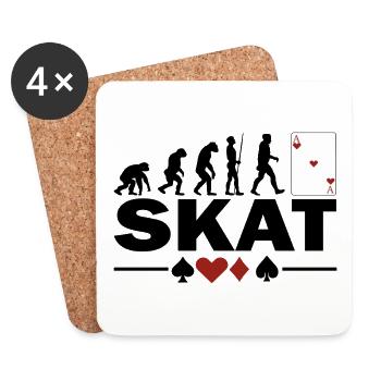 Skat Kartenspiel Evolution Lustig für Skatspieler - Untersetzer (4er-Set) - Weiß - Vorne