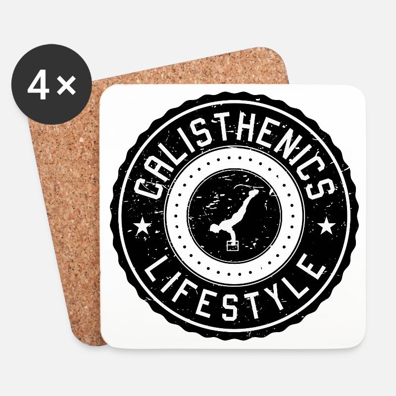 Calisthenics Lebensstil Emblem - Untersetzer (4er-Set) - Weiß