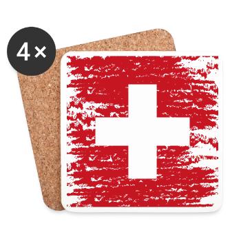 Croix suisse texturée rouge - Untersetzer (4er-Set) - Weiß - Vorne
