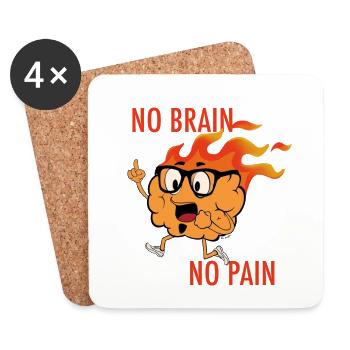 Mr. Brain - No Brain No Pain - Untersetzer (4er-Set) - Weiß - Vorne