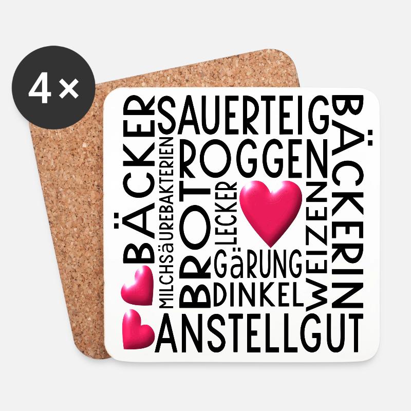 HOBBYBÄCKERIN SAUERTEIG FÜTTERN BROT BACKEN TEIG - Untersetzer (4er-Set) - Weiß