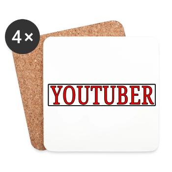 Youtuber Schriftzug - Untersetzer (4er-Set) - Weiß - Vorne