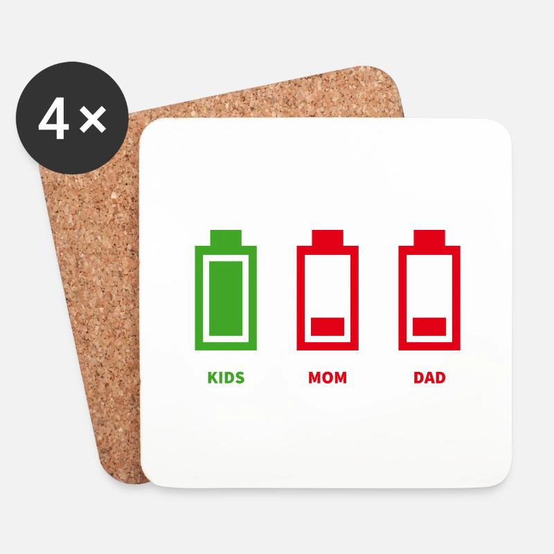 Batterie / Energie der Eltern - Untersetzer (4er-Set) - Weiß