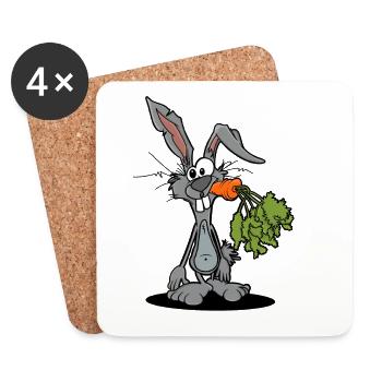 Drôle lapin cadeau lapin - Dessous de verre (lot de 4) - blanc - Devant