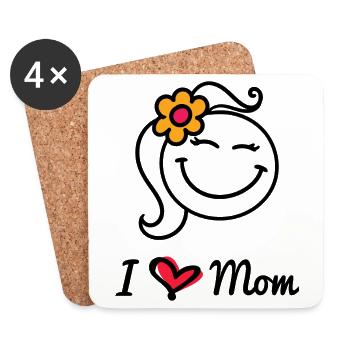 Ich Liebe Mama Herz Mutter Mutter Muttertag Spruch - Untersetzer (4er-Set) - Weiß - Vorne