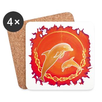 Dauphins de la joie de vivre - Sonja Ariel de Staden - Dessous de verre (lot de 4) - blanc - Devant