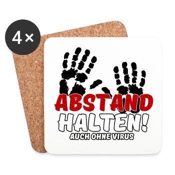 Abstand halten Virus Pandemie Spruch - Untersetzer (4er-Set) - Weiß - Vorne