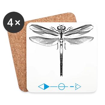 Wings freedom silence dragonfly bug fly woman - Coasters (set of 4) - white - Front