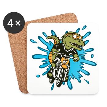 Motocross en alligator - Dessous de verre (lot de 4) - blanc - Devant