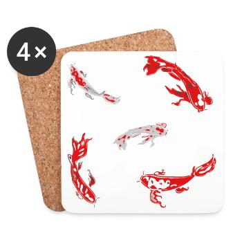 karpfen rot fische kois japan muster abstrakt art - Untersetzer (4er-Set) - Weiß - Vorne