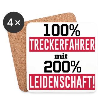 Traktor , Treckerfahrer 200% Leidenschaft ...(25) - Untersetzer (4er-Set) - Weiß - Vorne
