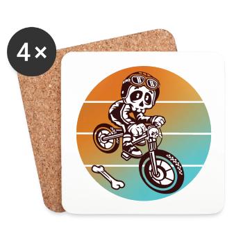 Skull skull bike - Coasters (set of 4) - white - Front