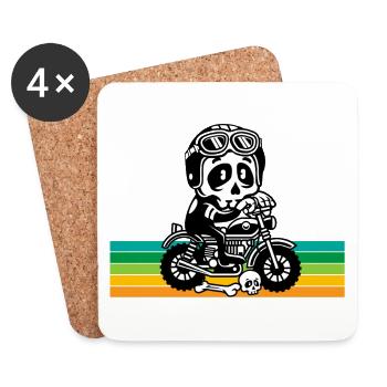 Totenkopf Motorrad - Untersetzer (4er-Set) - Weiß - Vorne