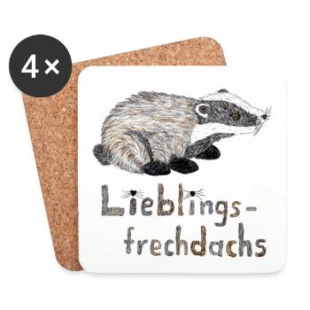 Lieblingsfrechdachs - Süßer Dachs Aquarell - Untersetzer (4er-Set) - Weiß - Vorne
