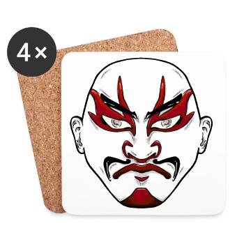 Japanischer Kabuki Gesicht - Untersetzer (4er-Set) - Weiß - Vorne