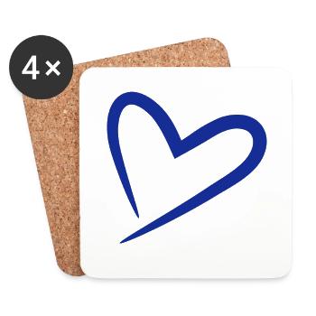 Herz Symbol Blau - Untersetzer (4er-Set) - Weiß - Vorne