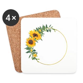 Couronne de tournesol personnalisable - Dessous de verre (lot de 4) - blanc - Devant