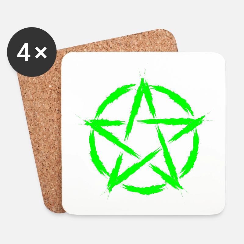 Pentagramm Symbol Grün - Untersetzer (4er-Set) - Weiß