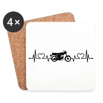 Simson Schwalbe S51 heart line EKG moped gift - Coasters (set of 4) - white - Front