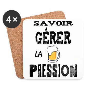 Savoir Gérer la Pression Chope Bière - Dessous de verre (lot de 4) - blanc - Devant