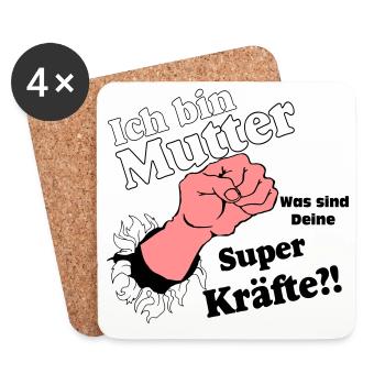 Mutter,Mama,Muttertag, Mutter , super Kräfte(25) - Untersetzer (4er-Set) - Weiß - Vorne