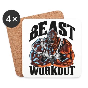 Gorilla beast workout gym power fitness - Coasters (set of 4) - white - Front