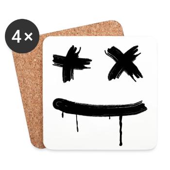 Face Happy Minimal Halloween Skater Street Art Fun - Coasters (set of 4) - white - Front