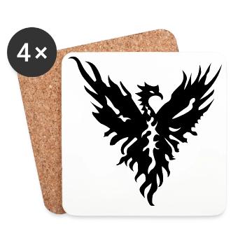 Phoenix Tribal Symbol of Strength and New Beginnings - Coasters (set of 4) - white - Front