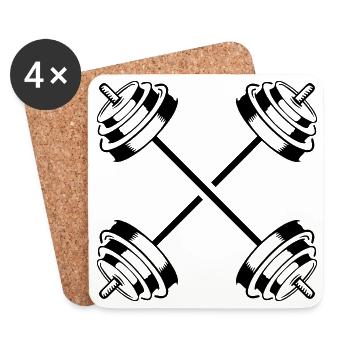 haltère icône poids symbole haltère - Dessous de verre (lot de 4) - blanc - Devant
