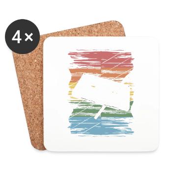 Vintage retro cassette tape pen graphic original - Coasters (set of 4) - white - Front