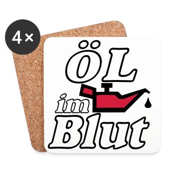 Auto Tuning Schrauber Kult Shirt, Öl im Blut (25) - Untersetzer (4er-Set) - Weiß - Vorne
