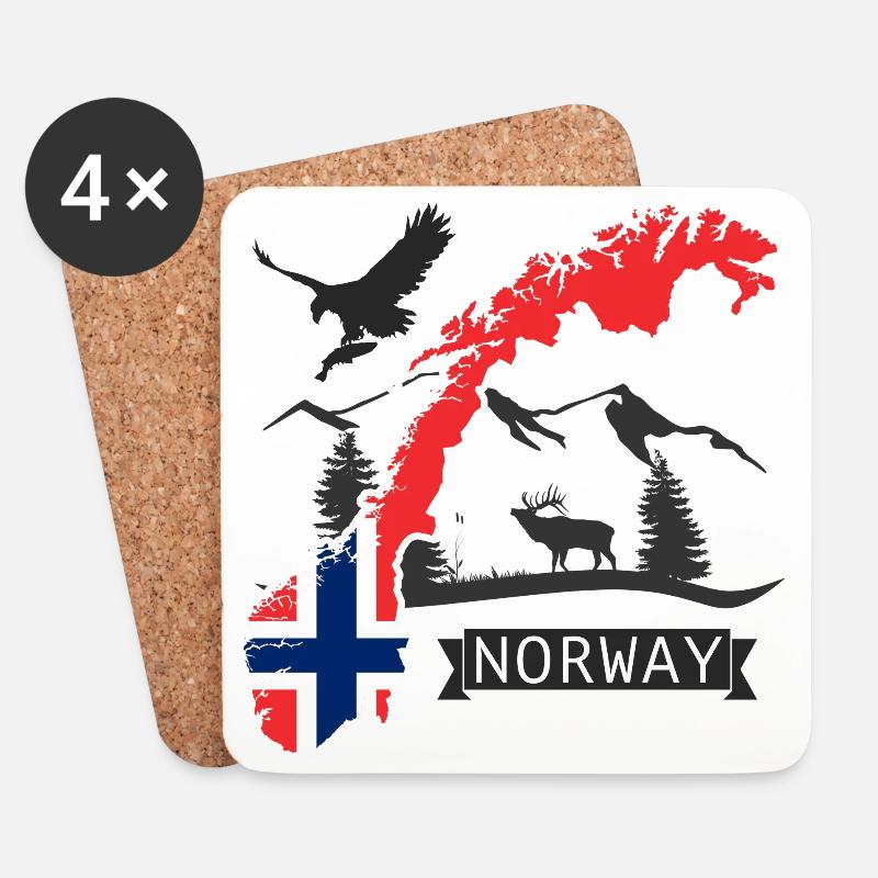 Norwegen Topographie Flagge Norway Design - Untersetzer (4er-Set) - Weiß