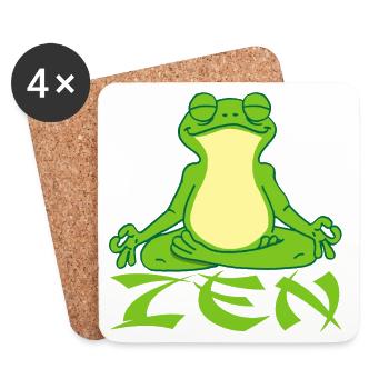 Frosch und Yoga - Untersetzer (4er-Set) - Weiß - Vorne