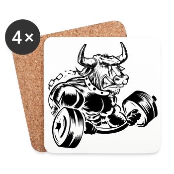 Bull Beast Bull Dumbbell Fitness - Dessous de verre (lot de 4) - blanc - Devant