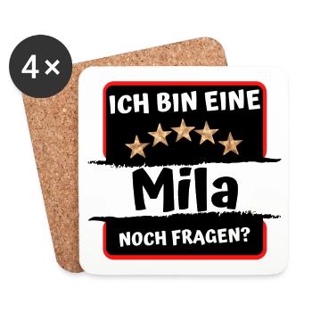 Ich bin eine Mila | Vornamen 5 Sterne | Spruch - Untersetzer (4er-Set) - Weiß - Vorne