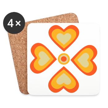 des années 70 motif de fleur - Dessous de verre (lot de 4) - blanc - Devant