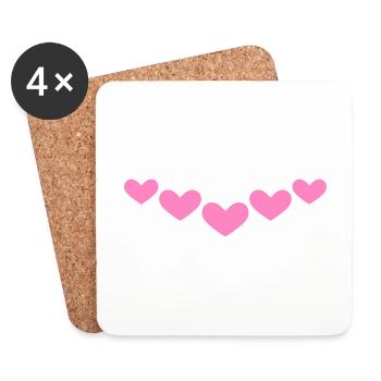 Herz Ornament Linie Symbol Rosa - Untersetzer (4er-Set) - Weiß - Vorne