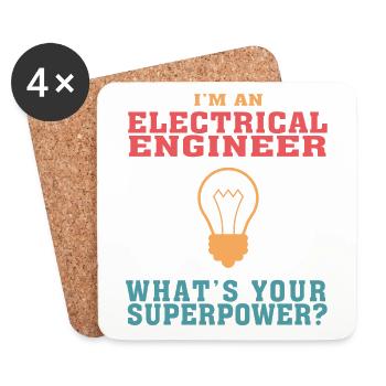Bestseller Electrical Engineer Tshirt, Funny Quote - Coasters (set of 4) - white - Front