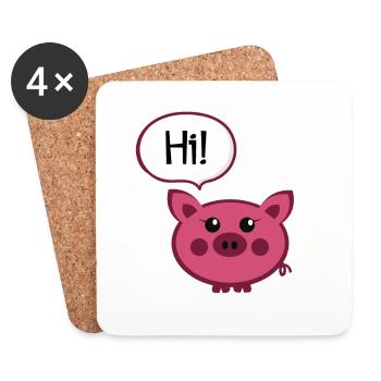 pig - Coasters (set of 4) - white - Front