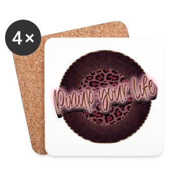 Pinup your Life - Leopard Pink - Coasters (set of 4) - white - Front