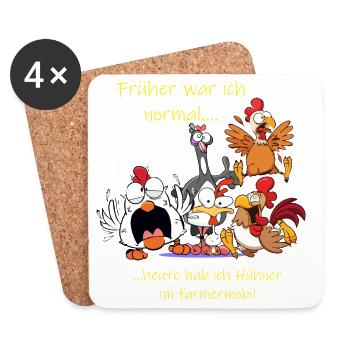 Früher war ich normal ---- Hühnershirt - Untersetzer (4er-Set) - Weiß - Vorne