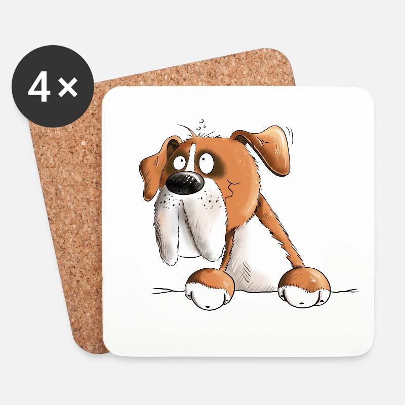 Happy Deutscher Boxer Hund - Untersetzer (4er-Set) - Weiß