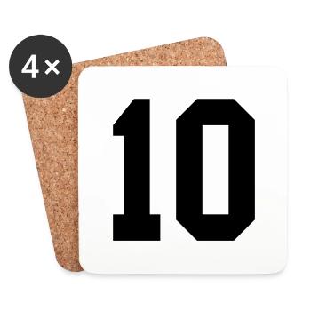 Number Design 10 – Sporty Block Style - Coasters (set of 4) - white - Front