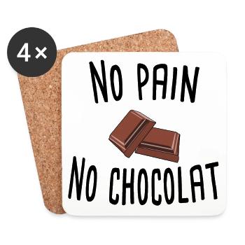 Carrés chocolat minimalistes - Dessous de verre (lot de 4) - blanc - Devant
