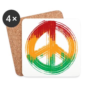 Reggae love peace peace Jamaica Reggaeton - Dessous de verre (lot de 4) - blanc - Devant