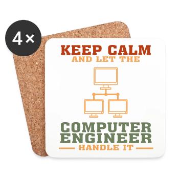 Bestseller Computer Engineer Tshirt, Keep Calm - Coasters (set of 4) - white - Front
